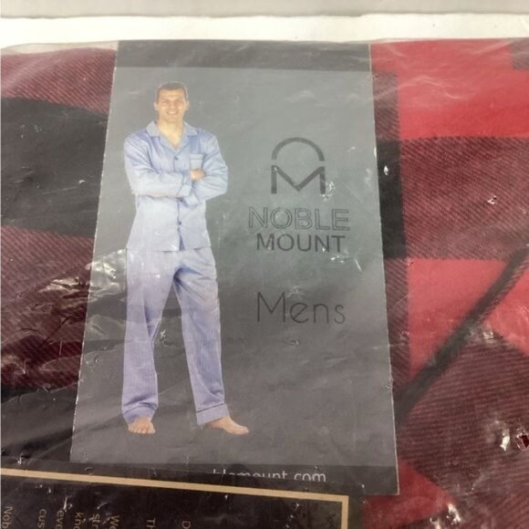 Noble Mount Men's 100% Cotton Flannel Pajama Set Red Black Buffalo Plaid Cozy - Picture 5 of 7